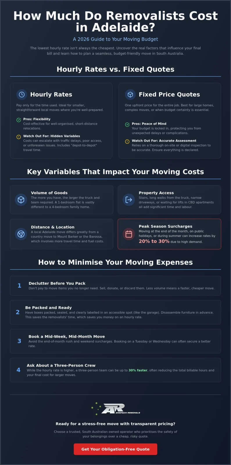 How Much Do Removalists Cost in Adelaide? 2026 Pricing Guide