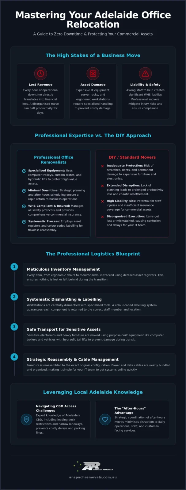 Office Furniture Removal Adelaide: Professional Business Relocation Guide 2026